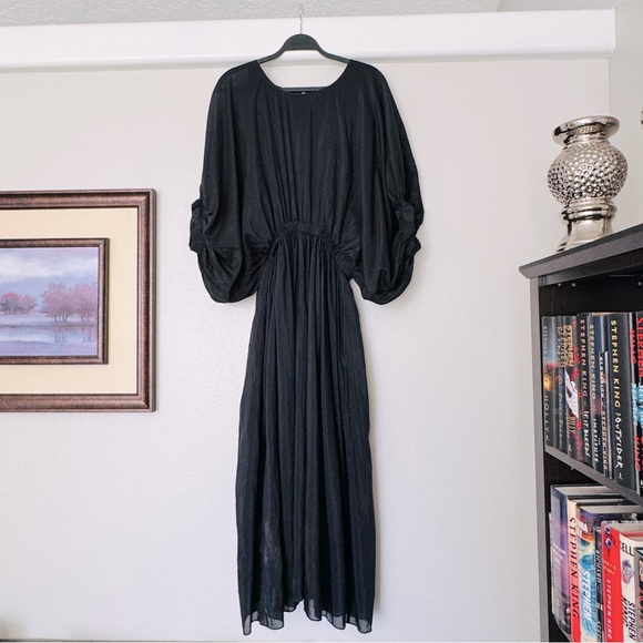 Banana Republic Eliana Cotton Silk Black Full Sleeve Dress Size Small - Picture 2 of 14